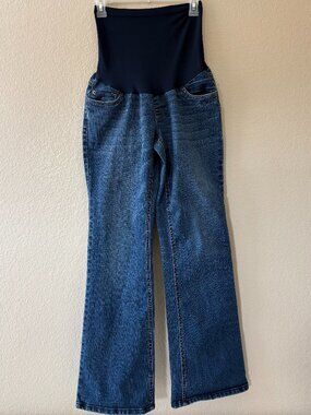 Motherhood Maternity Jeans Womens M Medium Bootcut Stretch Dark Wash Full Panel